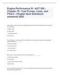 Engine Performance III - AUT 200 - Chapter 79 - Fuel Pumps, Lines, and Filters - Chapter Quiz Questions answered 2023