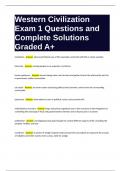 Western Civilization Exam 1 Questions with Complete Solutions Graded A+