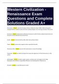 Western Civilization - Renaissance Exam Questions and Complete Solutions Graded A+