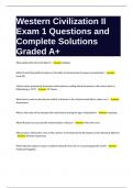 Western Civilization II Exam 1 Questions and Complete Solutions Graded A+