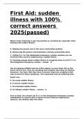 First Aid sudden illness with 100- correct answers 2025(passed).