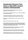 Residential Wireman Test Exam 1 with 100- correct answers 2025(passed).