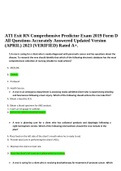 ATI Exit RN Comprehensive Predictor Exam 2019 Form D  All Questions Accurately Answered Updated Version (APRIL) 2023 (VERIFIED) Rated A+.