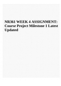 NR361 WEEK 4 ASSIGNMENT:  Course Project Milestone 1 Latest  Updated