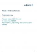  Pearson Edexcel GCE AS Level In Economics A (8EC0) Paper 02 The UK Economy – Performance and Policies mark scheme june 2024 8eco/02