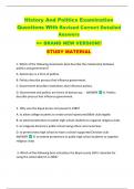 History And Politics Examination  Questions With Revised Correct Detailed  Answers   >> BRAND NEW VERSION!!  STUDY MATERIAL