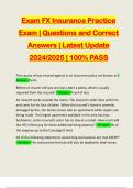 Exam FX Insurance Practice Exam | Questions and Correct Answers | Latest Update 2024/2025 | 100% PASS