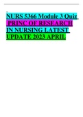 NURS 5366 Module 3 Quiz   PRINC OF RESEARCH IN NURSING LATEST UPDATE 2023 APRIL