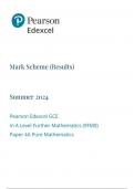  Pearson Edexcel GCE In A Level Further Mathematics (9FM0) Paper 4B Further Statistics mark scheme 2024 june 9FMO/4B