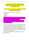 TEST BANK FOR WILLIAMS’ BASIC NUTRITION AND DIET THERAPY 16TH EDITION BY NIX   Food, Nutrition, and Health MULTIPLE CHOICE 30Questions and Answers 