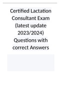 Certified Lactation Consultant Exam (latest update 2023-2024) Questions with correct Answers