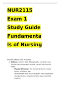 NUR2115 Exam 1 Study Guide Fundamentals of Nursing