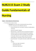 NUR2115 Exam 2 Study Guide Fundamentals of Nursing