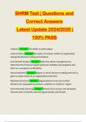 SHRM Test | Questions and Correct Answers Latest Update 2024/2025 | 100% PASS