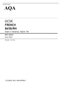 AQA GCSE FRENCH Higher Tier Paper 3 JUNE 2022 FINAL MARK SCHEME>Reading