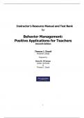 Solutions Manualand Test bank for Behavior Management Positive Applications for Teachers 7th Edition by Thomas J. Zirpoli, All Chapters