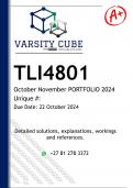 TLI4801 PORTFOLIO (DETAILED ANSWERS) Semester 2 2024 - DISTINCTION GUARANTEED