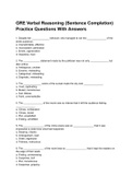 GRE Verbal Reasoning Sentence Completion Practice Questions with Answers 