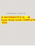 IA MATHEMATICS SL – IB Exam Study Guide COMPLETE  2023 THE PROJECTILE MOTION OF A VOLLEYBALL SERVE