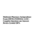 Multistate Pharmacy Jurisprudence Exam (MPJE) FEDERAL LAW | Complete Questions ans Answers Review Graded 100%