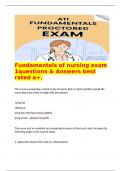   Fundamentals of nursing exam 1questions & Answers best rated a+.  The nurse is preparing a client to be turned in bed. In what position would the nurse place the client to begin this procedure?   lying flat  sitting up  lying flat with feet raised sligh