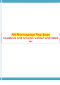 RN Pharmacology Final Exam  Questions and Answers Verified and Rated A+