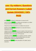 cmn 12y midterm | Questions and Correct Answers | Latest Update 2024/2025 | 100% PASS