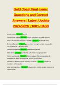 Gold Coast final exam | Questions and Correct Answers | Latest Update 2024/2025 | 100% PASS