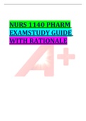 NURS 1140 PHARM EXAM  STUDY GUIDE WITH RATIONALE