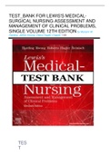 TEST BANK FOR LEWIS’S MEDICAL SURGICAL NURSING 11TH EDITION HARDING CHAPTER 1-68|COMPLETE GUIDE-2022