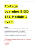 Portage Learning BIOD 151 Module 1 Exam