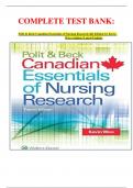 COMPLETE TEST BANK:  Polit & Beck Canadian Essentials of Nursing Research 4th Edition by Kevin Woo (Author) Latest Update.