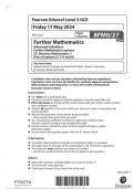  Pearson Edexcel Level 3 GCE Further Mathematics Advanced Subsidiary Further Mathematics options 27: Decision Mathematics 1 (Part of options D, F, H and K) question paper 2024 june 8fmo/27