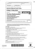  Pearson Edexcel Level 3 GCE Further Mathematics Advanced Subsidiary Further Mathematics options 26: Further Mechanics 2 (Part of option J) question paper 2024 june 8fmo/26