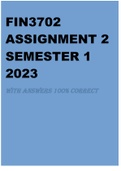 FIN3702 ASSIGNMENT 2 SEMESTER 1 2023