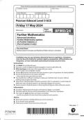  Pearson Edexcel Level 3 GCE Further Mathematics Advanced Subsidiary Further Mathematics options 24: Further Statistics 2 (Part of option G only)  question paper june 2024 8fmo/24