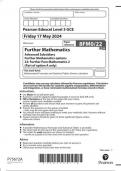  Pearson Edexcel Level 3 GCE Further Mathematics Advanced Subsidiary Further Mathematics options 22: Further Pure Mathematics 2 (Part of option A only)  question paper june 2024 8fmo/22