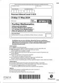  Pearson Edexcel Level 3 GCE Further Mathematics Advanced Subsidiary Further Mathematics options 21: Further Pure Mathematics 1 (Part of options A, B, C and D)  question paper 2024 june 8fmo/21