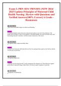 Exam 2: PRN 1831/ PRN1831 (NEW 2024/ 2025 Update) Principles of Maternal Child  Health Nursing | Review with Questions and Verified Answers|100% Correct| A Grade -  Rasmussen 