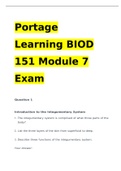 Portage Learning BIOD 152 A&P 2 Module 1-7 Exams 2022 Bundle