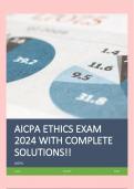 AICPA ETHICS EXAM 2024 WITH COMPLETE SOLUTIONS!!