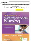 Test Bank  Maternal-Newborn Nursing: The Critical Components of  Nursing Care, 4th Edition,By Durham, Chapman All Chapters 1 to 19 complete Verified editon ISBN:9781719645737