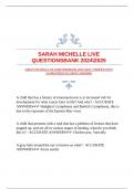 SARAH MICHELLE LIVE QUESTIONSBANK 20242025 |VERIFIED WITH GUARANTEED ACCURATE ANSWERS