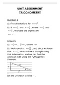 MHF 4U Advanced Functions: UNIT ASSIGNMENT TRIGONOMETRY. Complete Q&A.