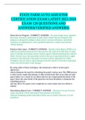 STATE FARM AUTO ADJUSTER CERTIFICATION EXAM LATEST 2023-2024 EXAM 120 QUESTIONS AND ANSWERS(VERIFIED ANSWERS)