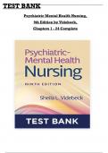 TEST BANK - Psychiatric Mental Health Nursing, 9th Edition by Sheila Videbeck All Chapters 1 to 24 complete Verified editon ISBN:9781975184773