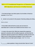 WGU C272 Foundational Perspectives of Education 2023 STUDY BUNDLE PACK SOLUTION (Questions and Answers )(Verified Answers)