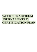 WEEK 1 PRACTICUM  JOURNAL ENTRY:  CERTIFICATION PLAN