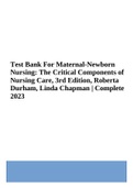 Test Bank For Maternal-Newborn Nursing: The Critical Components of Nursing Care, 3rd Edition, Roberta Durham, Linda Chapman ISBN: