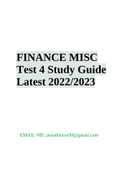 FINANCE MISC  Test 4 Study Guide  Latest 2022/2023